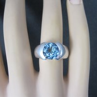 Vintage .999 Silver Blue Topaz Ring Size 6