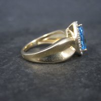 Vintage Vermeil Sterling Topaz Halo Ring Size 7