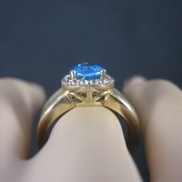 Vintage Vermeil Sterling Topaz Halo Ring Size 7