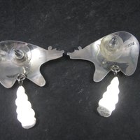 Large Sterling Southwestern Feather Bear Earrings