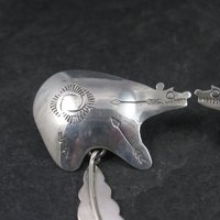 Large Sterling Southwestern Feather Bear Earrings