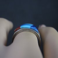 Vintage Southwestern Sterling Inlay Ring Size 5.5