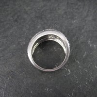 Sterling Black White Diamond Illusion Ring Wavy Band Size 7