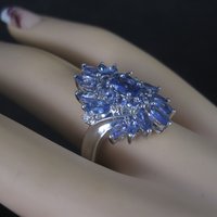 Sterling Purple Cubic Zirconia Cluster Ring Size 8