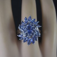 Sterling Purple Cubic Zirconia Cluster Ring Size 8