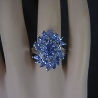 Sterling Purple Cubic Zirconia Cluster Ring Size 8