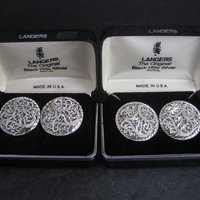 Large Langers Black Hills Silver Diamond Cut Earrings New Old Stock