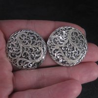 Large Langers Black Hills Silver Diamond Cut Earrings New Old Stock