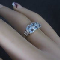 90s Sterling Blue Topaz Ring Size 6