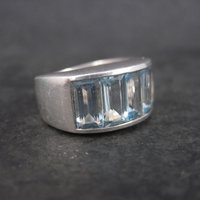 Sterling 5 Carat Blue Topaz Ring Size 7