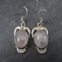 Vintage Sterling Rose Quartz Earrings