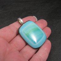 Large Blue Green Art Glass Pendant