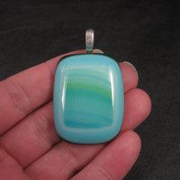 Large Blue Green Art Glass Pendant