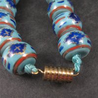 Chunky Vintage Chinese Import Enamel Porcelain Bead Necklace 27 Inches