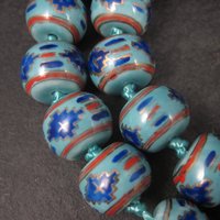 Chunky Vintage Chinese Import Enamel Porcelain Bead Necklace 27 Inches