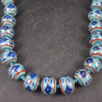Chunky Vintage Chinese Import Enamel Porcelain Bead Necklace 27 Inches