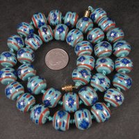 Chunky Vintage Chinese Import Enamel Porcelain Bead Necklace 27 Inches