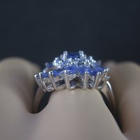 Sterling Purple Cubic Zirconia Cluster Ring Size 8