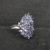 Sterling Purple Cubic Zirconia Cluster Ring Size 8