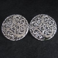 Large Langers Black Hills Silver Diamond Cut Earrings New Old Stock