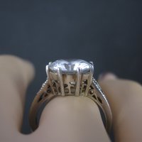 90s Sterling Cubic Zirconia Engagement Style Ring Size 7