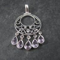 Vintage Sterling Filigree Amethyst Pendant