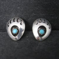 Sterling Turquoise Bear Paw Shadowbox Earrings