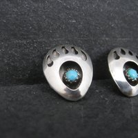 Sterling Turquoise Bear Paw Shadowbox Earrings