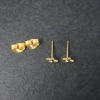 Vintage 24K Plated Crystal Cross Piercing Earrings