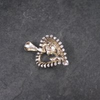 Vintage Sterling Heart Rose Pendant