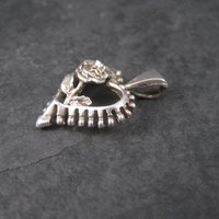 Vintage Sterling Heart Rose Pendant