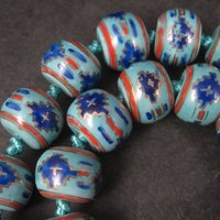 Chunky Vintage Chinese Import Enamel Porcelain Bead Necklace 27 Inches