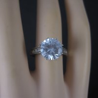90s Sterling Cubic Zirconia Engagement Style Ring Size 7