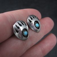 Sterling Turquoise Bear Paw Shadowbox Earrings