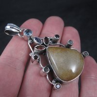Large Jasper Garnet Topaz Pendant