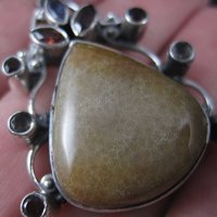Large Jasper Garnet Topaz Pendant