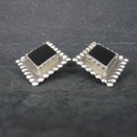 Large Sterling Onyx Earrings