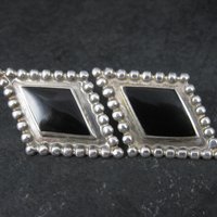 Large Sterling Onyx Earrings