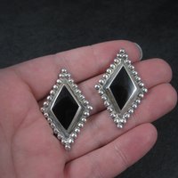 Large Sterling Onyx Earrings