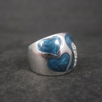 Sterling Blue Enamel Heart Ring Size 6 Lauren G Adams
