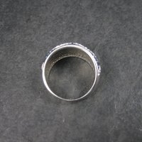 Sterling Blue White Enamel Crystal Ring Size 7