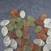 Lot of 36 Glass Leaf Beads 7x11mm