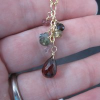 Vintage 14K Briolette Gemstone Pendant Necklace