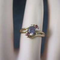 Vintage 10K Zircon Fire Opal Ring Size 6