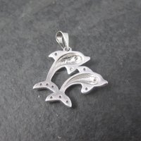 Vintage Sterling Diamond Dolphin Pendant