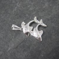 Vintage Sterling Diamond Dolphin Pendant