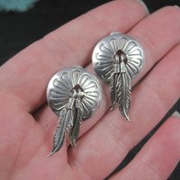 Vintage Southwestern Sterling Feather Earrings