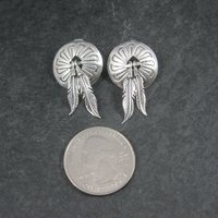 Vintage Southwestern Sterling Feather Earrings
