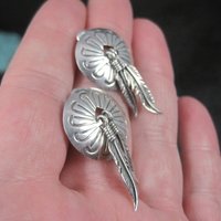 Vintage Southwestern Sterling Feather Earrings