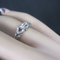 Vintage Sterling Diamond Cut Ring Size 6